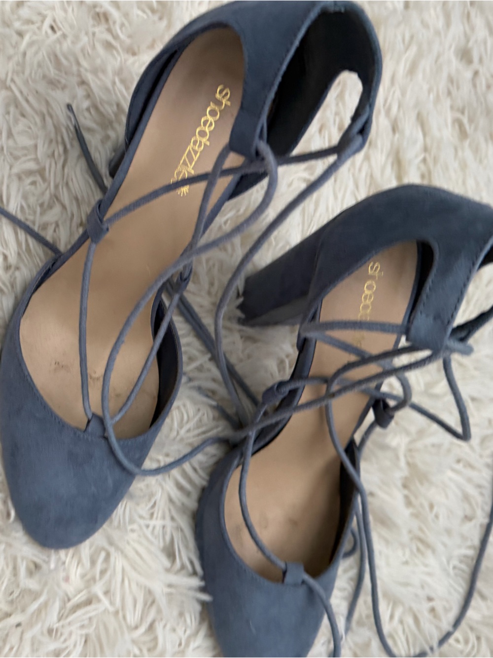 Gorgeous Lace-Up Women’s Blocked Heels in Slate Blue
